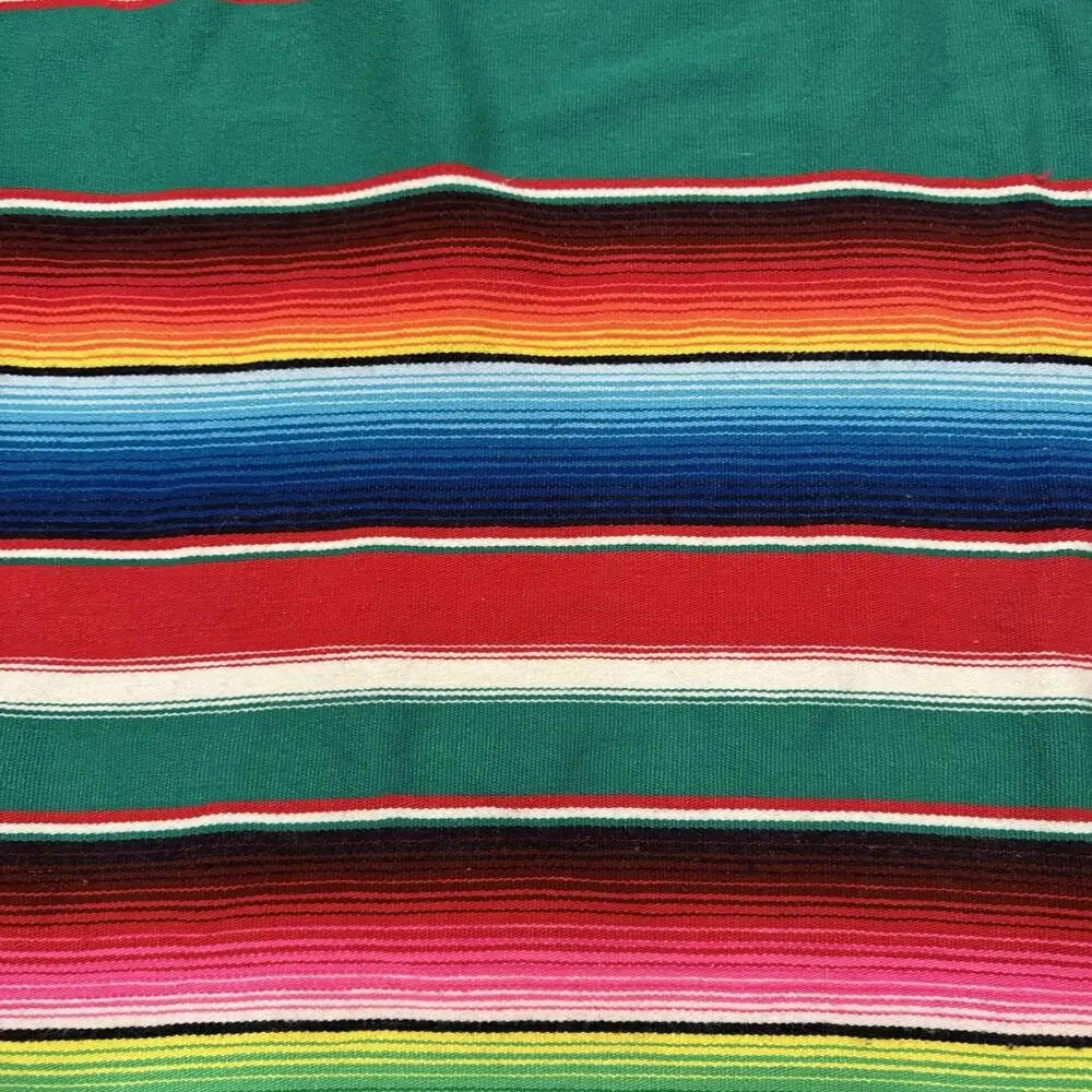 NWOT Vintage Mexican‎ Serape Saltillo Blanket Woven Stripes Southwest Wool 76x47